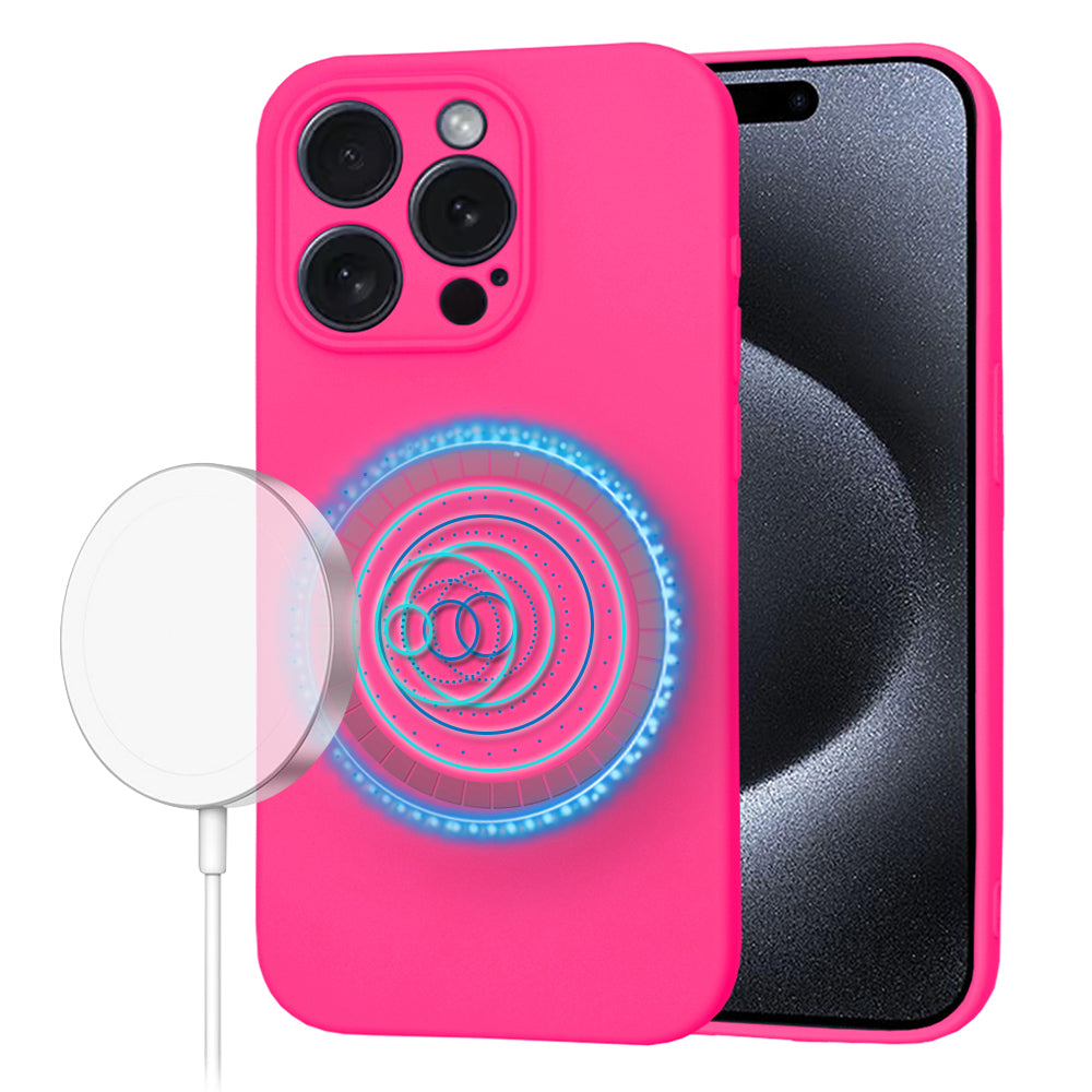 Custodia MagSafe per Apple iPhone 15 Pro, Techsuit, SoftFlex, Rosa Scuro