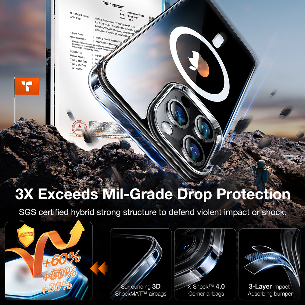 Custodia MagSafe per Apple iPhone 15 Pro, Torras, Diamond, Trasparente