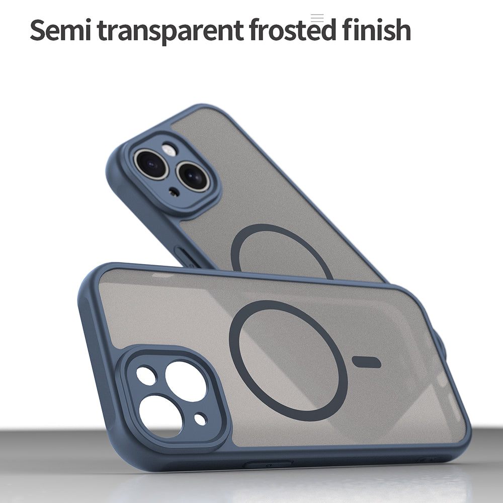 Custodia MagSafe per Apple iPhone 15, Techsuit, HaloFrost II, Blu Navy