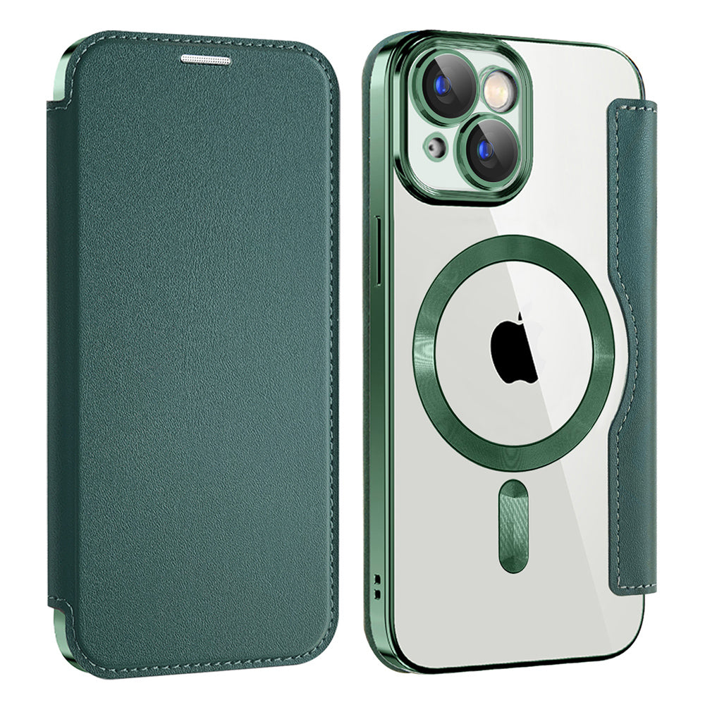 Custodia MagSafe per Apple iPhone 15, Techsuit, SmartMag Book, Verde