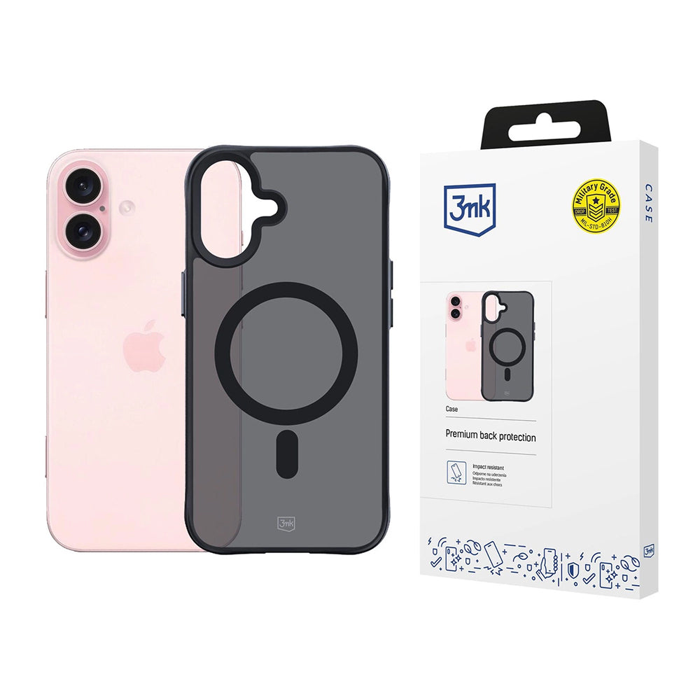 Custodia MagSafe per Apple iPhone 16, 3MK, Smoke MagCase, Nera