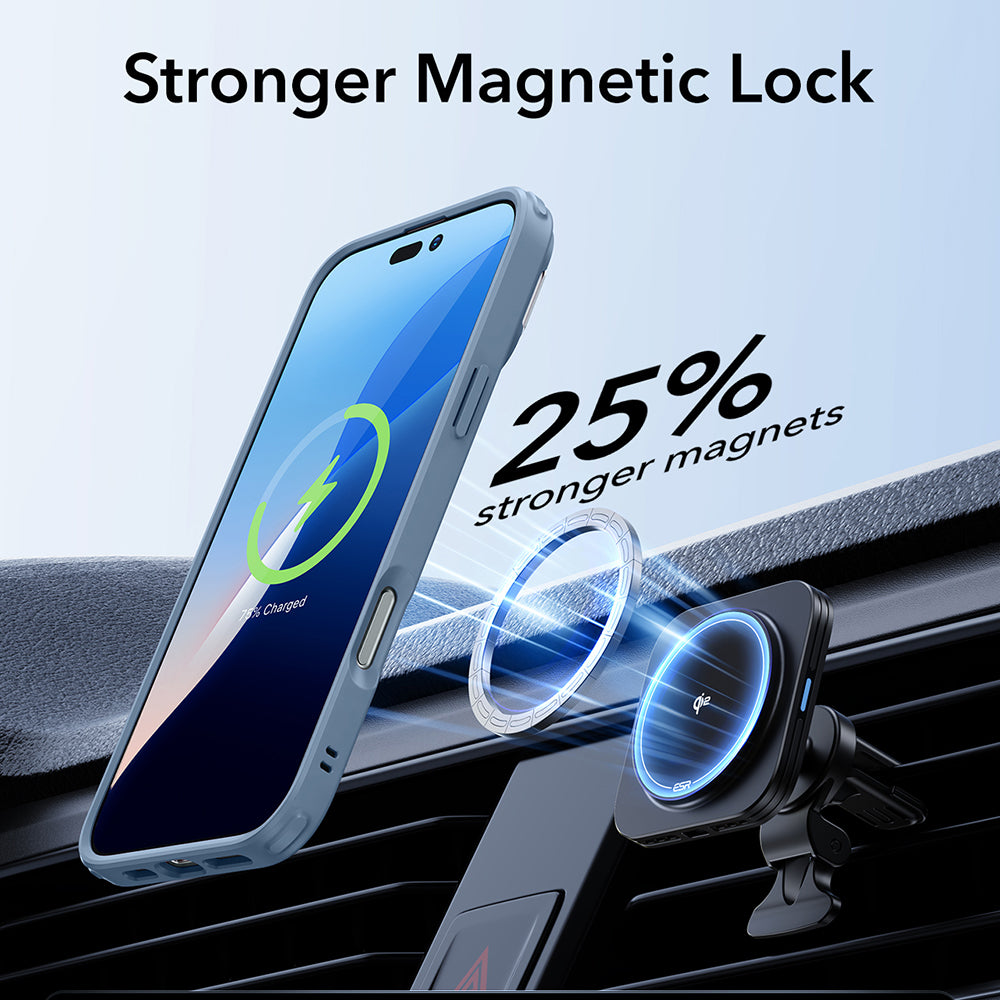 Custodia MagSafe per Apple iPhone 16, ESR, Classic Hybrid Kickstand, Blu Trasparente