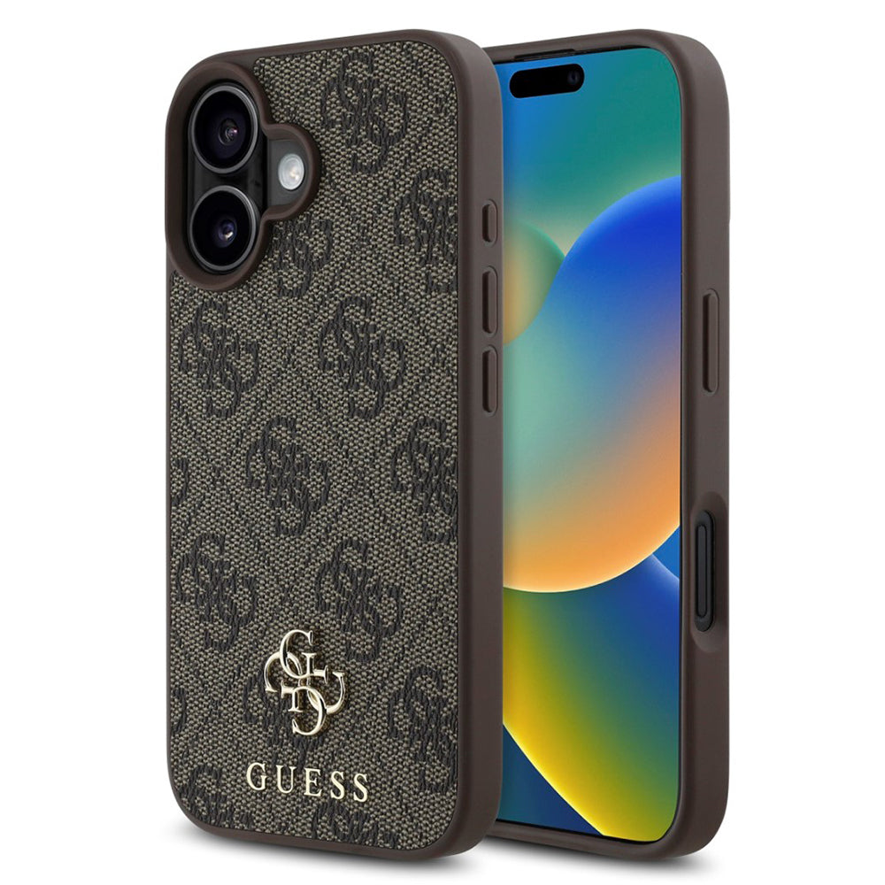 Custodia MagSafe per Apple iPhone 16, Guess, 4G Classic, Marrone