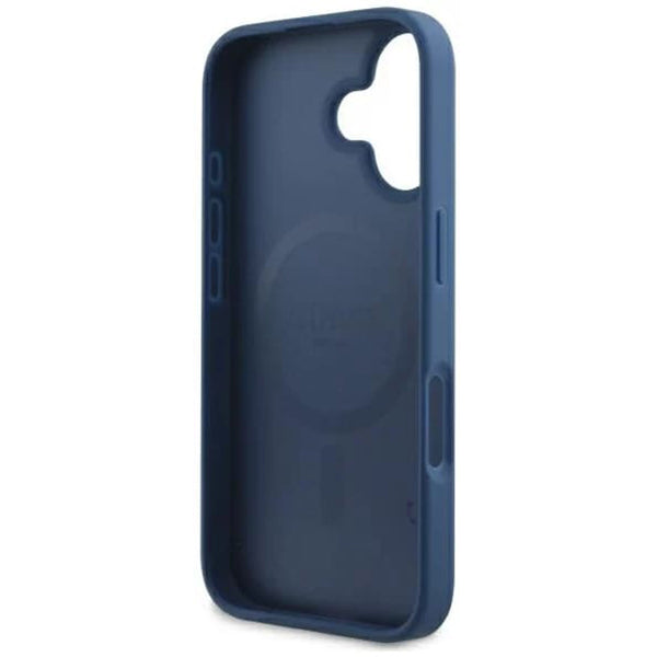 Custodia MagSafe per Apple iPhone 16, Guess, 4G Printed Stripes, Blu