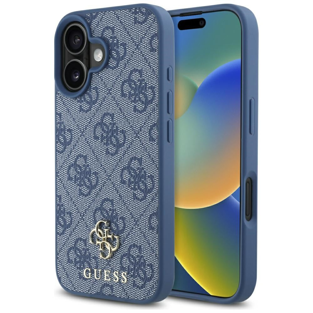 Custodia MagSafe per Apple iPhone 16, Guess, 4G Small and Classic Logo, Blu