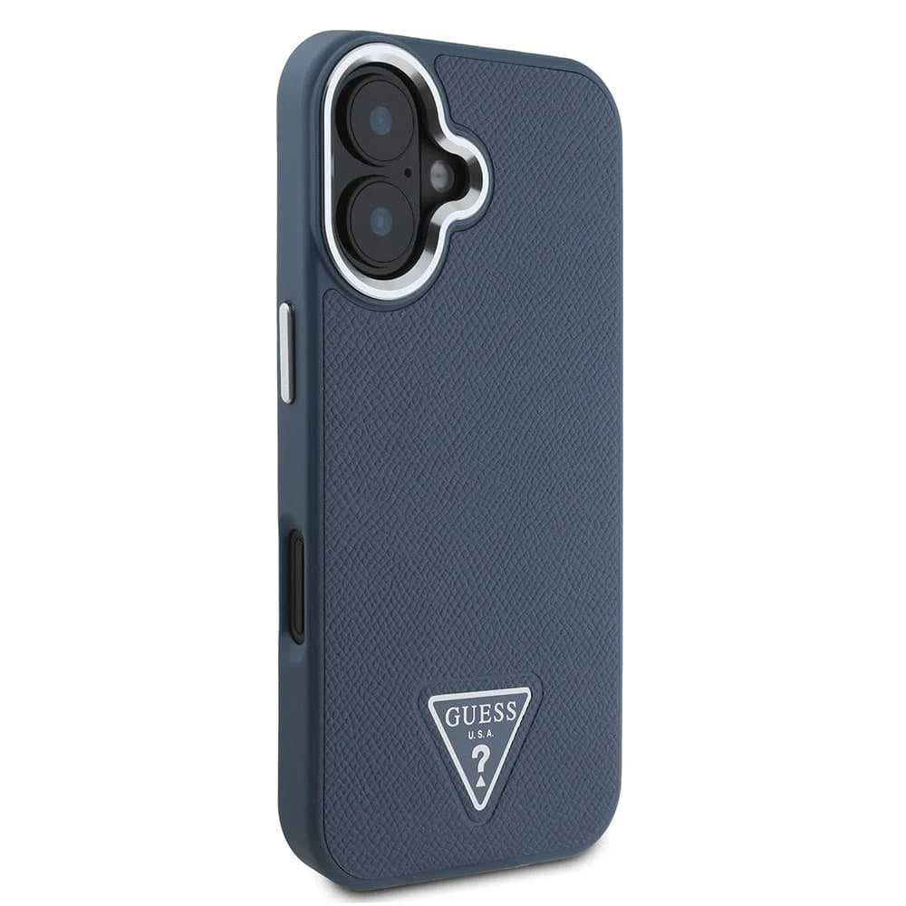 Custodia MagSafe per Apple iPhone 16, Guess, Logo Triangolo Granulato, Nera