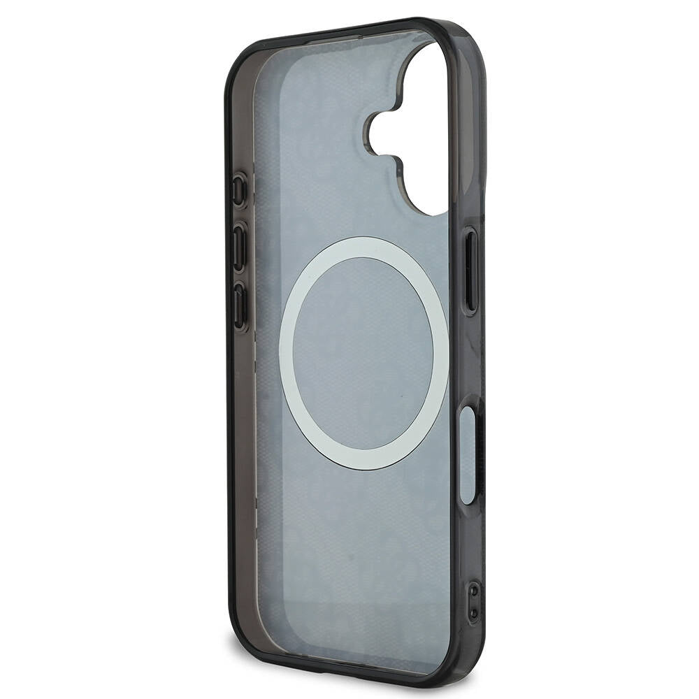 Custodia MagSafe per Apple iPhone 16, Guess, IML 4G Peony, Nera GUHMP16SH4PYEEK