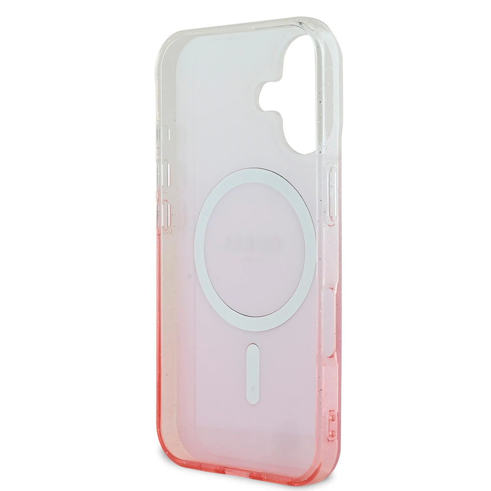 Custodia MagSafe per Apple iPhone 16, Guess, IML Glitter Gradient, Marrone