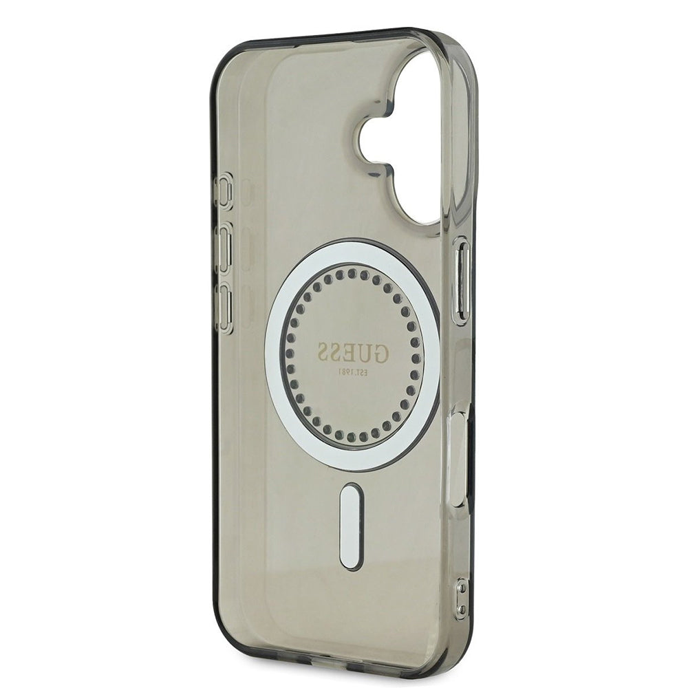 Custodia MagSafe per Apple iPhone 16, Guess, IML Rhinestone, Nera