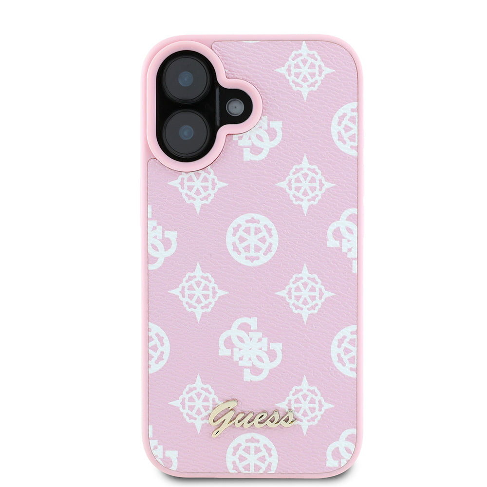 Custodia MagSafe per Apple iPhone 16, Guess, Peony Script, Rosa