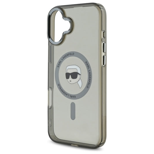 Custodia MagSafe per Apple iPhone 16, Karl Lagerfeld, IML Metal Karl's Head, Nera