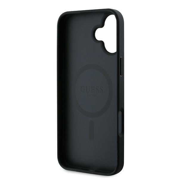 Custodia MagSafe per Apple iPhone 16 Plus, Guess, 4G Ring Classic Logo, Nera