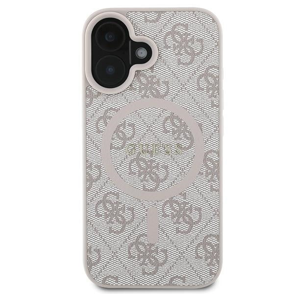 Custodia MagSafe per Apple iPhone 16 Plus, Guess, 4G Ring Classic Logo, Rosa