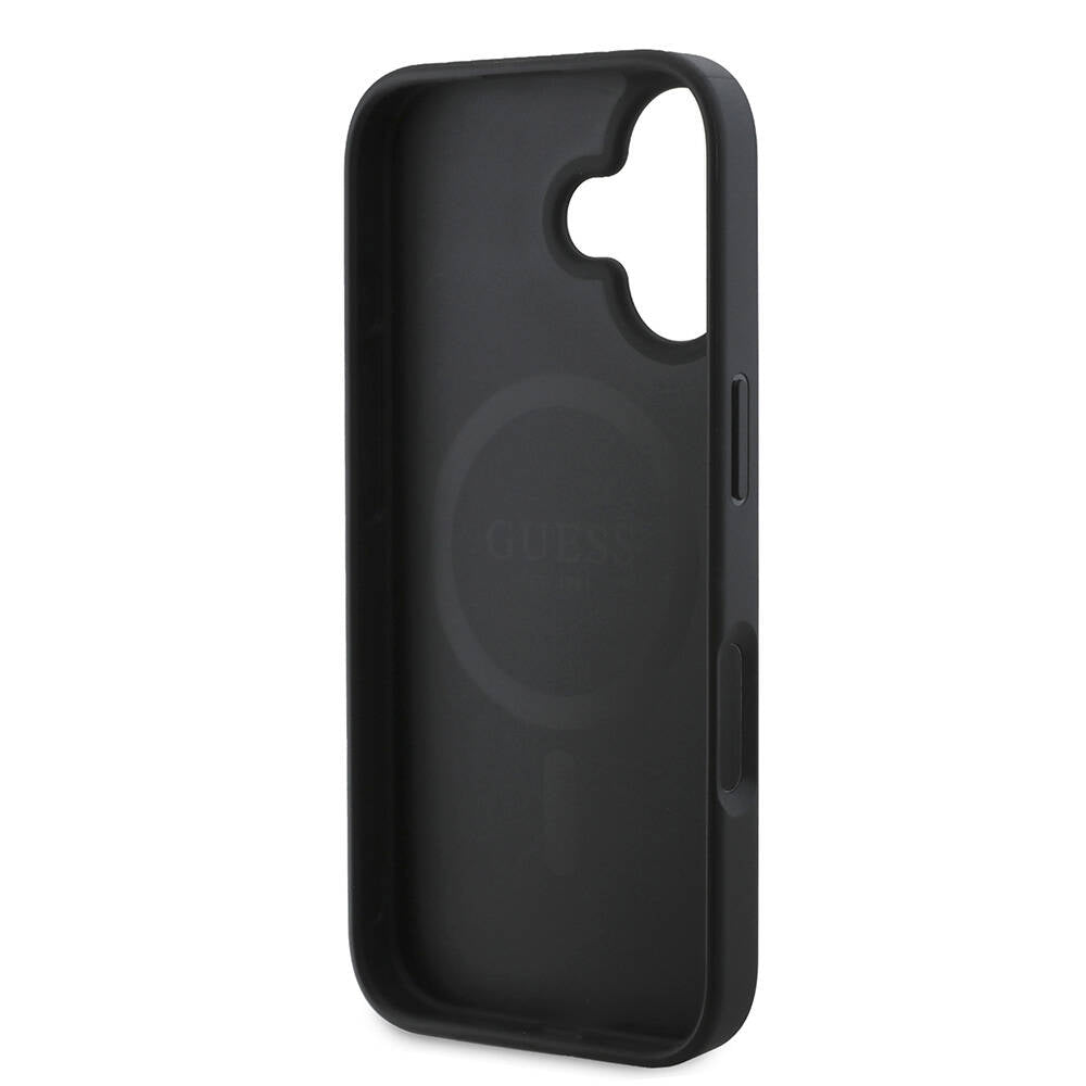 Custodia MagSafe per Apple iPhone 16 Plus, Guess, Peony Script, Nera
