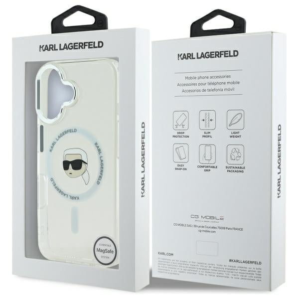 Custodia MagSafe per Apple iPhone 16 Plus, Karl Lagerfeld, IML Karl's Head, Bianca