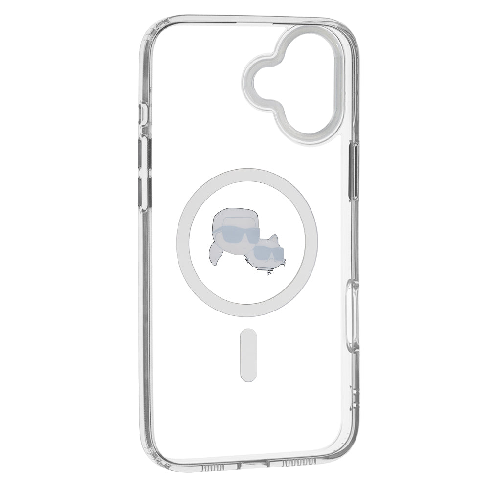 Custodia MagSafe per Apple iPhone 16 Plus, Karl Lagerfeld, IML Metal Karl & Choupette's Heads, Bianca