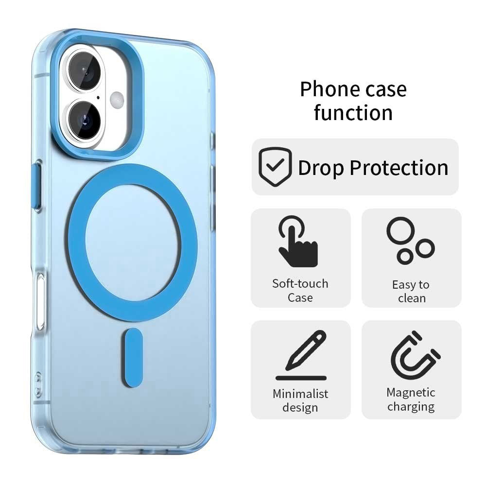 Custodia MagSafe per Apple iPhone 16 Plus, Techsuit, CandyCase, Blu