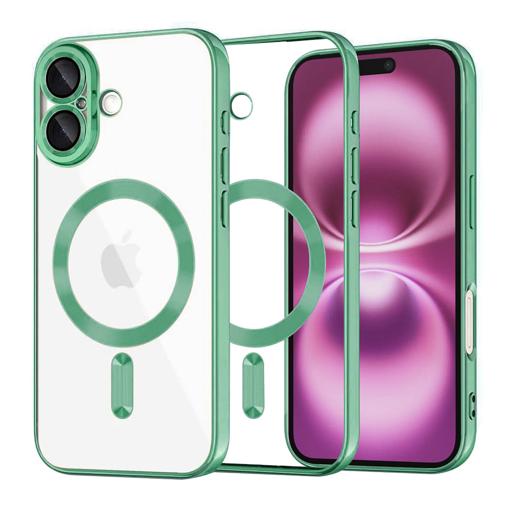 Custodia MagSafe per Apple iPhone 16 Plus, Techsuit, Luxury Crystal, Verde Chiaro