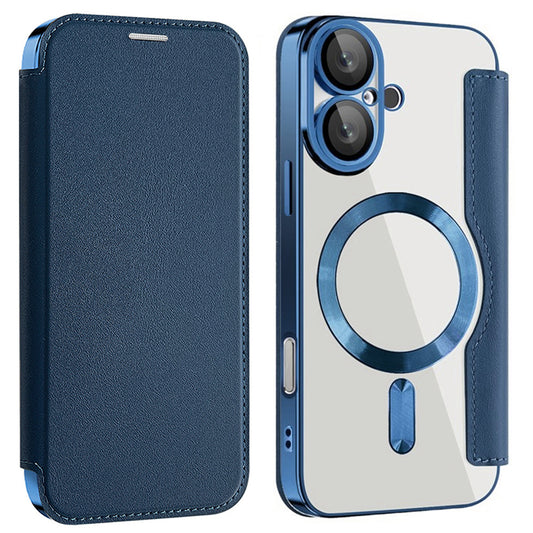 Custodia MagSafe per Apple iPhone 16 Plus, Techsuit, SmartMag Book, Blu