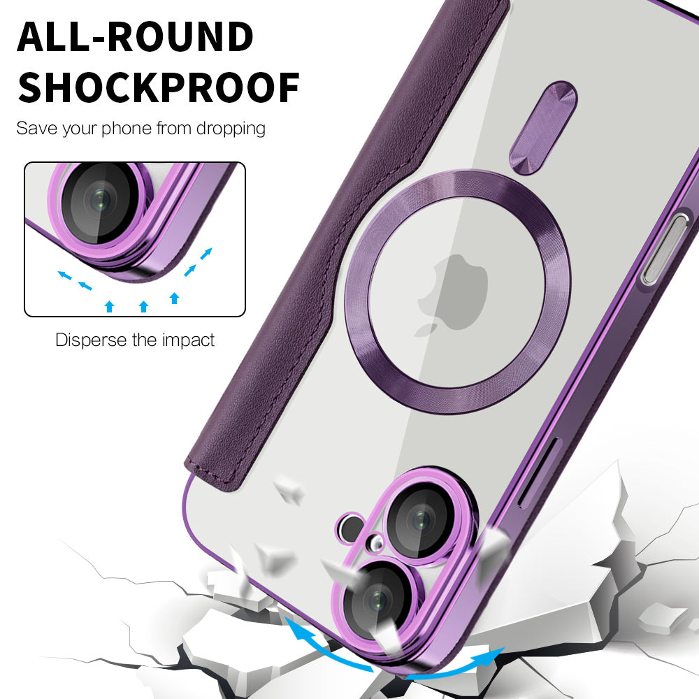 Custodia MagSafe per Apple iPhone 16 Plus, Techsuit, SmartMag Book, Viola
