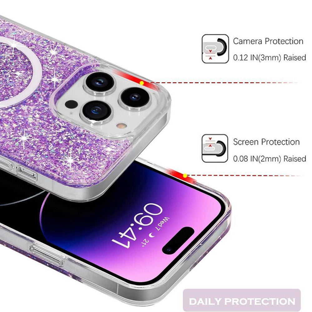 Custodia MagSafe per Apple iPhone 16 Plus, Techsuit, Sparkly Glitter, Magenta