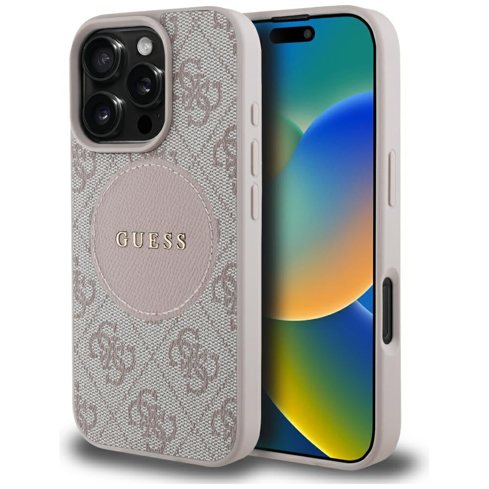 Custodia MagSafe per Apple iPhone 16 Pro, Guess, 4G Circle Classic Logo, Rosa