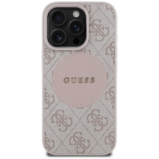 Custodia MagSafe per Apple iPhone 16 Pro, Guess, 4G Circle Classic Logo, Rosa