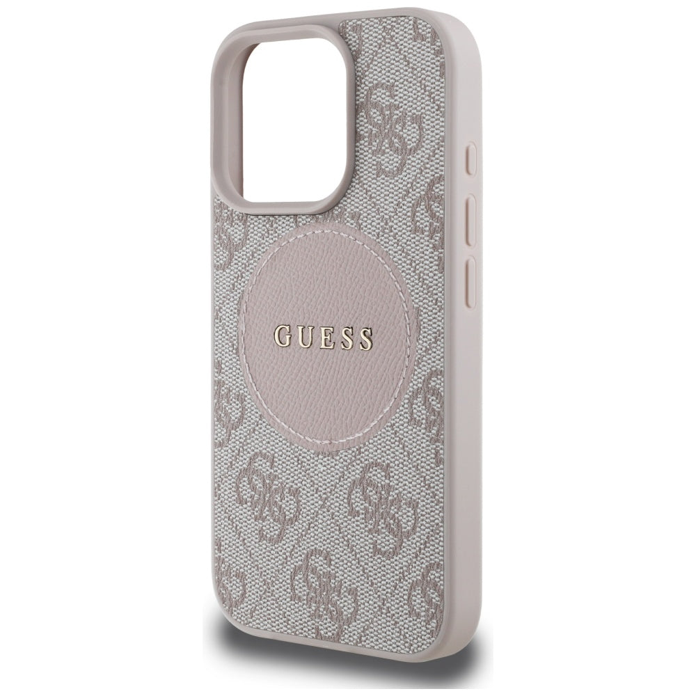 Custodia MagSafe per Apple iPhone 16 Pro, Guess, 4G Circle Classic Logo, Rosa