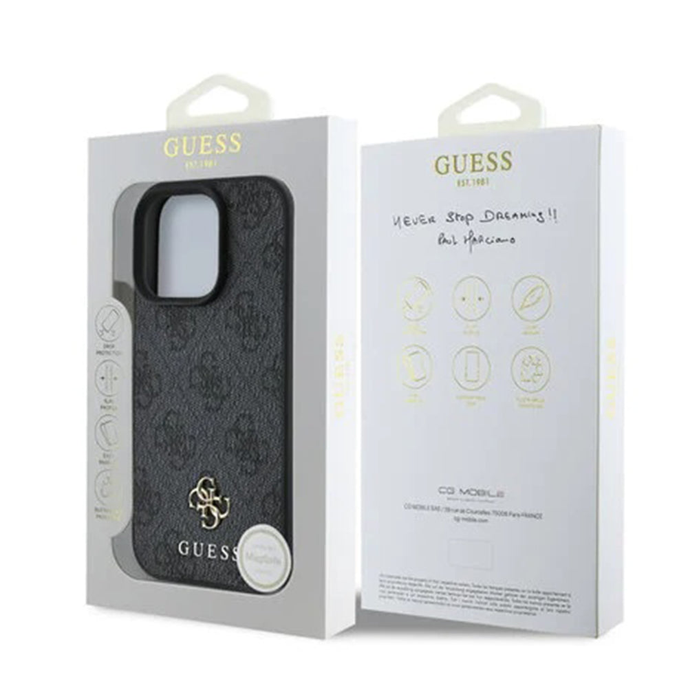 Custodia MagSafe per Apple iPhone 16 Pro, Guess, 4G Classic, Nera