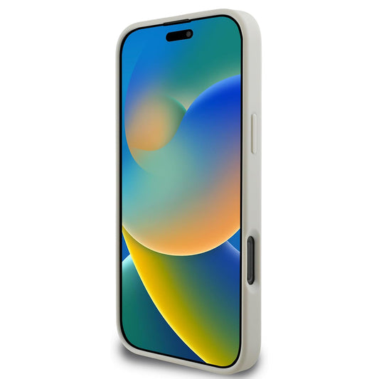 Custodia MagSafe per Apple iPhone 16 Pro, Guess, Grained Gold Ring, Beige