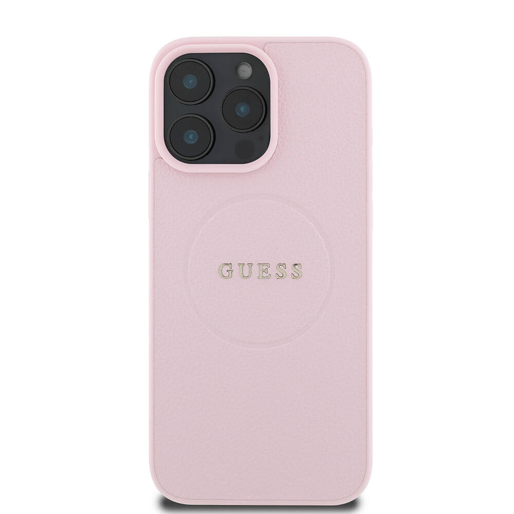 Custodia MagSafe per Apple iPhone 16 Pro, Guess, Grained Gold Ring, Rosa