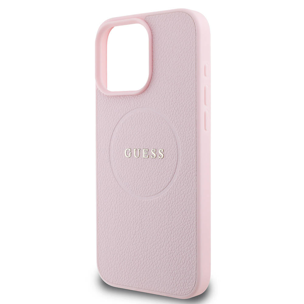 Custodia MagSafe per Apple iPhone 16 Pro, Guess, Grained Gold Ring, Rosa