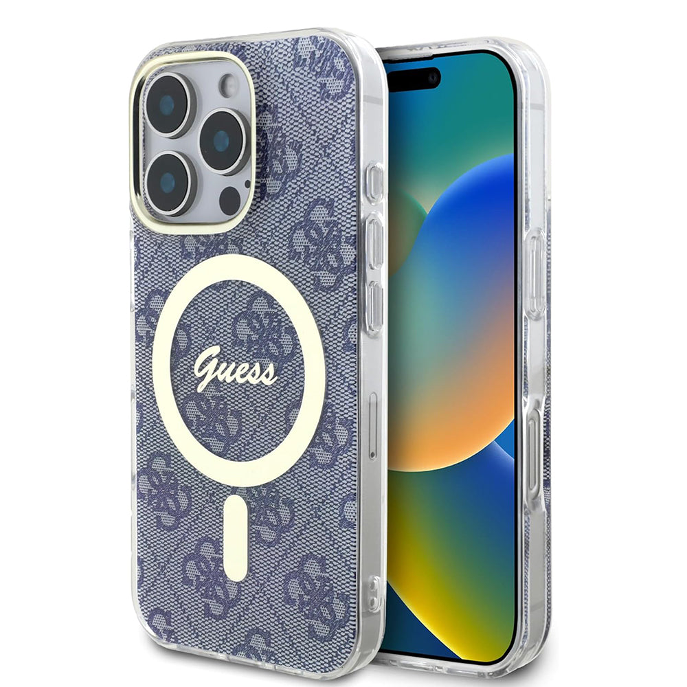 Custodia MagSafe per Apple iPhone 16 Pro, Guess, IML 4G, Blu