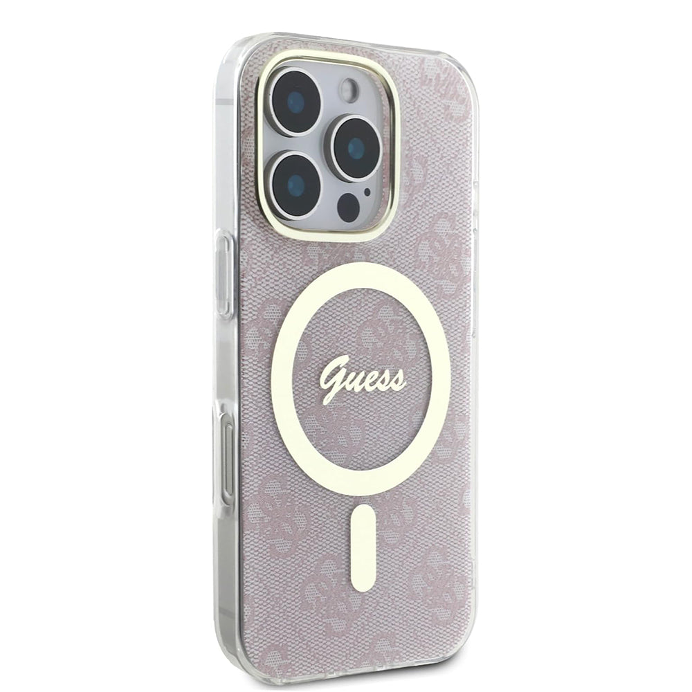 Custodia MagSafe per Apple iPhone 16 Pro, Guess, IML 4G, Rosa