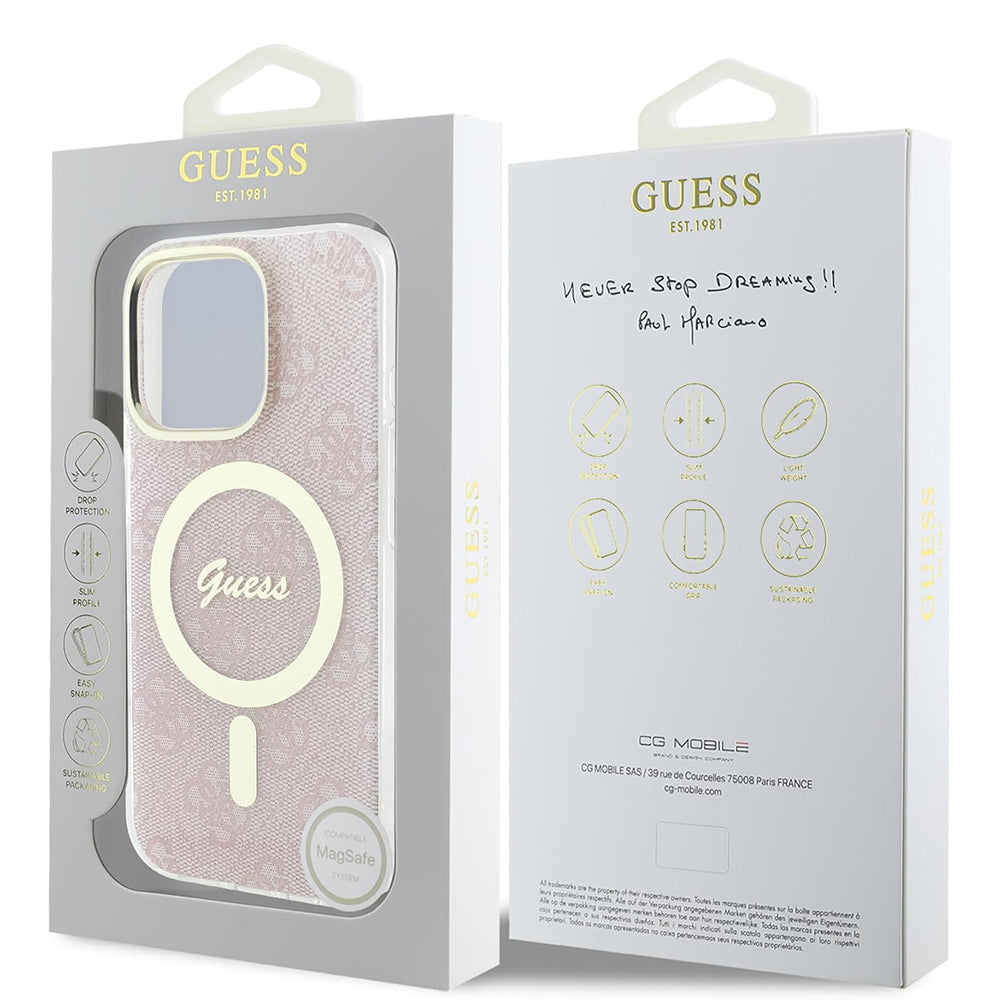 Custodia MagSafe per Apple iPhone 16 Pro, Guess, IML 4G, Rosa