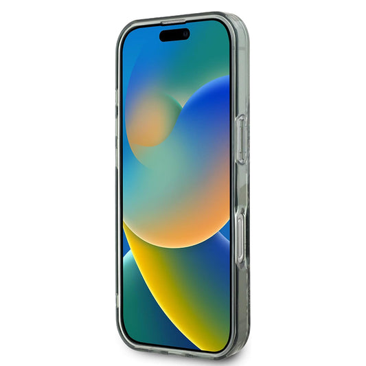 Custodia MagSafe per Apple iPhone 16 Pro, Guess, IML Flower & Tonal Circle, Verde