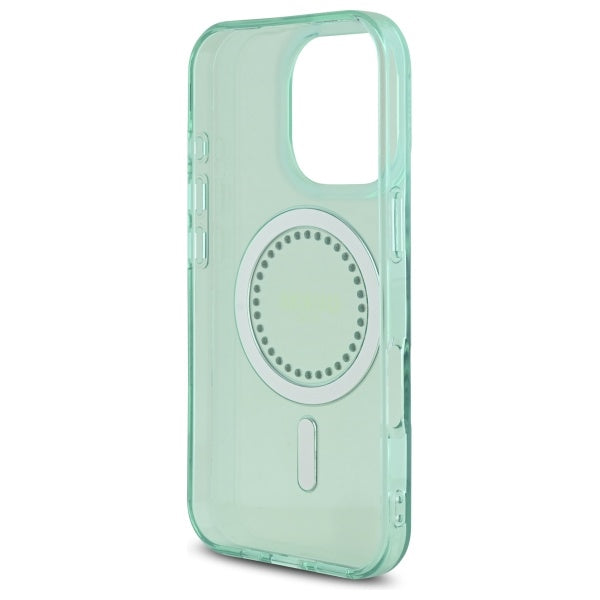 Custodia MagSafe per Apple iPhone 16 Pro, Guess, IML Rhinestone, Verde