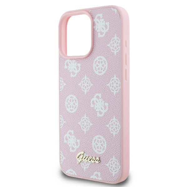 Custodia MagSafe per Apple iPhone 16 Pro, Guess, Peony Script, Rosa