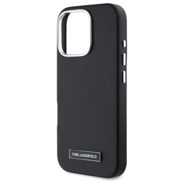 Custodia MagSafe per Apple iPhone 16 Pro, Karl Lagerfeld, FW Metal Plate, Nera