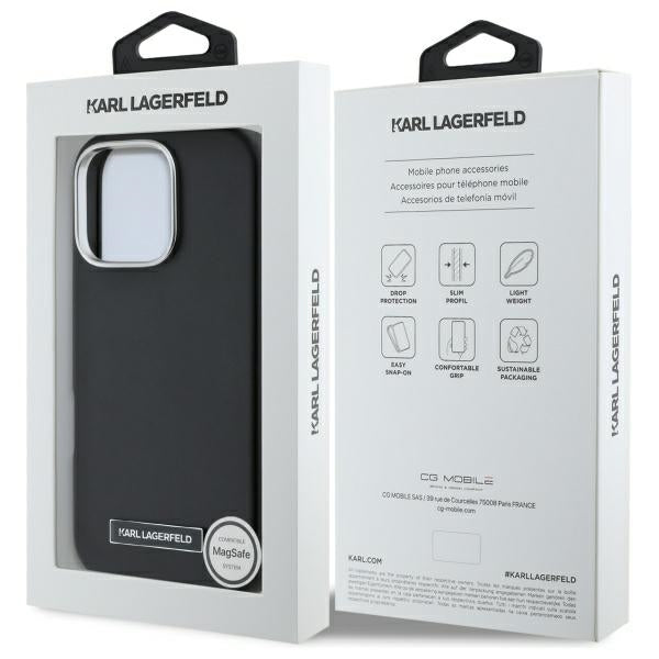 Custodia MagSafe per Apple iPhone 16 Pro, Karl Lagerfeld, FW Metal Plate, Nera