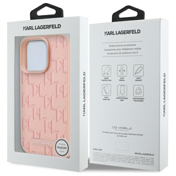 Custodia MagSafe per Apple iPhone 16 Pro, Karl Lagerfeld, Hot Stamp, Rosa