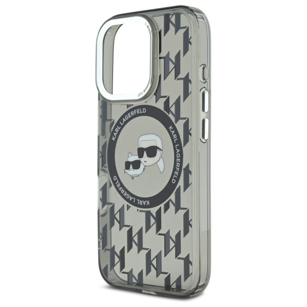 Custodia MagSafe per Apple iPhone 16 Pro, Karl Lagerfeld, IML Monogramma Karl & Choupette's Heads, Nera