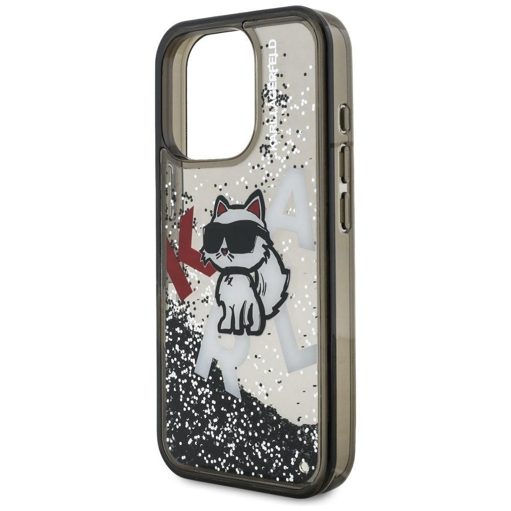 Custodia MagSafe per Apple iPhone 16 Pro, Karl Lagerfeld, Liquid Glitter Choupette Logo, Nera