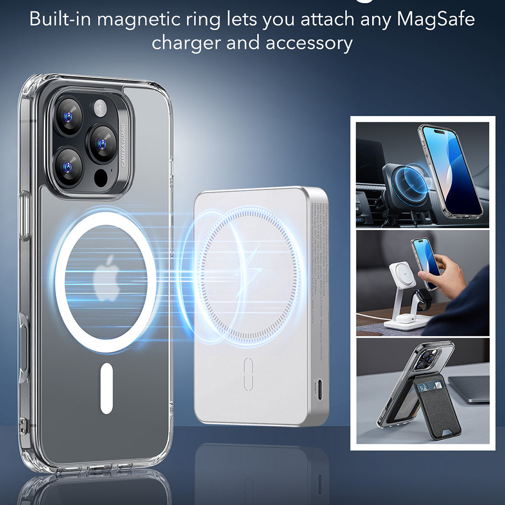 Custodia MagSafe per Apple iPhone 16 Pro Max, ESR, Classic Hybrid, Trasparente Satinata