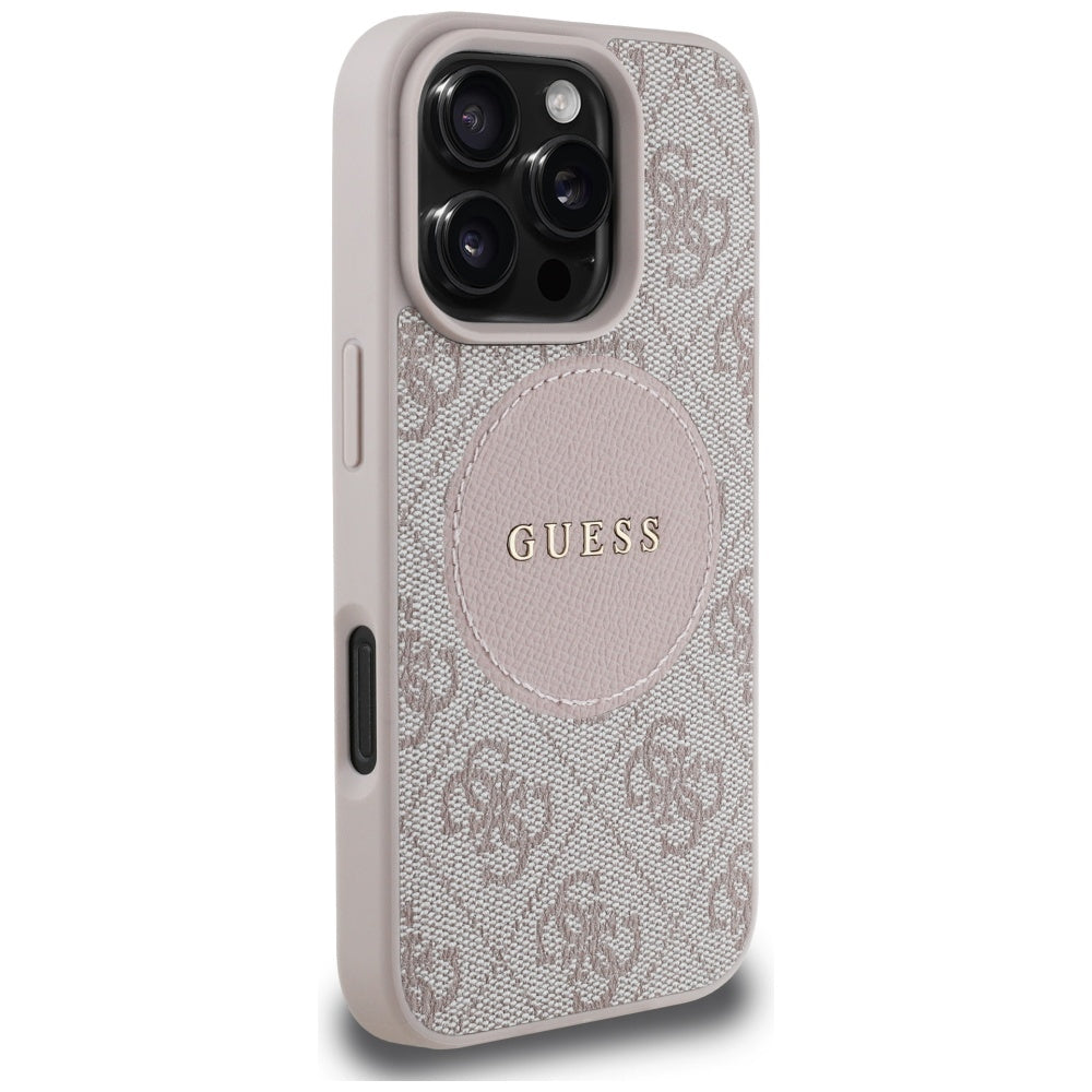 Custodia MagSafe per Apple iPhone 16 Pro Max, Guess, 4G Circle Classic Logo, Rosa