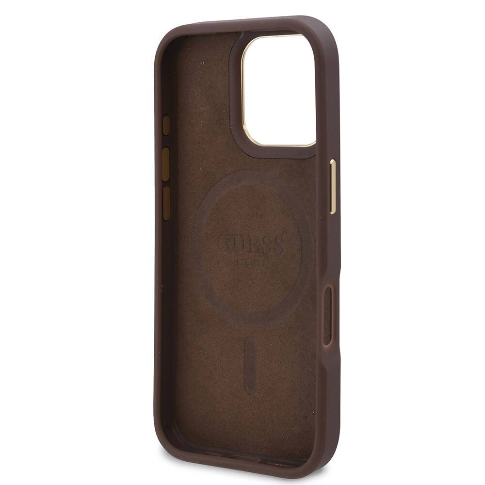 Custodia MagSafe per Apple iPhone 16 Pro Max, Guess, 4G Logo Plate, Blu