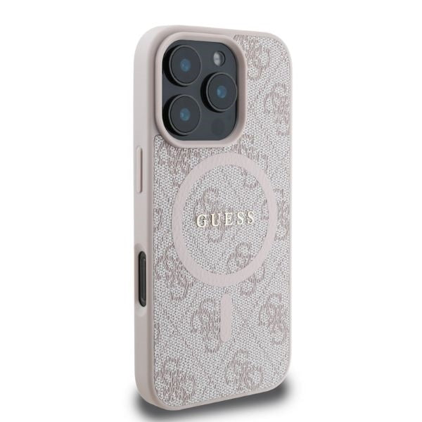 Custodia MagSafe per Apple iPhone 16 Pro Max, Guess, 4G Ring Classic Logo, Rosa