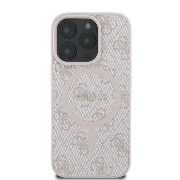 Custodia MagSafe per Apple iPhone 16 Pro Max, Guess, 4G Ring Classic Logo, Rosa