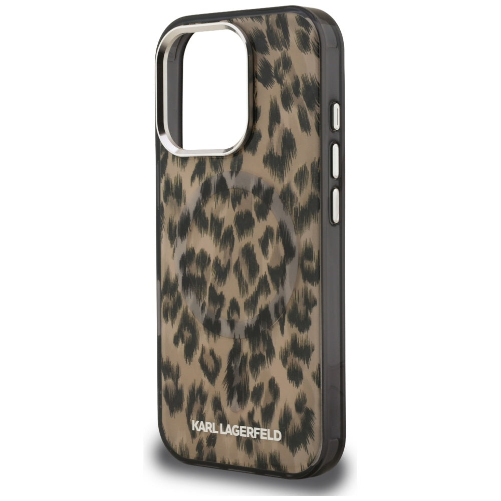Custodia MagSafe per Apple iPhone 16 Pro Max, Karl Lagerfeld, IML Leopard Pattern, Marrone