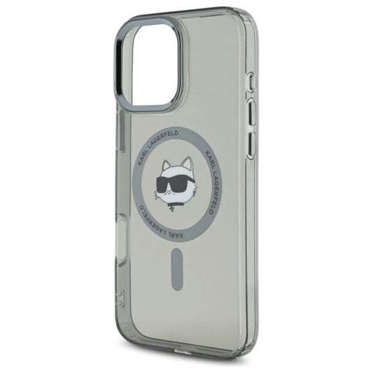 Custodia MagSafe per Apple iPhone 16 Pro Max, Karl Lagerfeld, IML Metal Choupette's Head, Nera